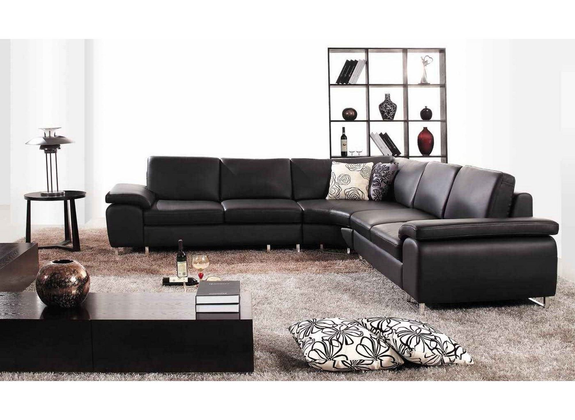 Deco in paris canape d angle cuir de vachette noir megeve can ...