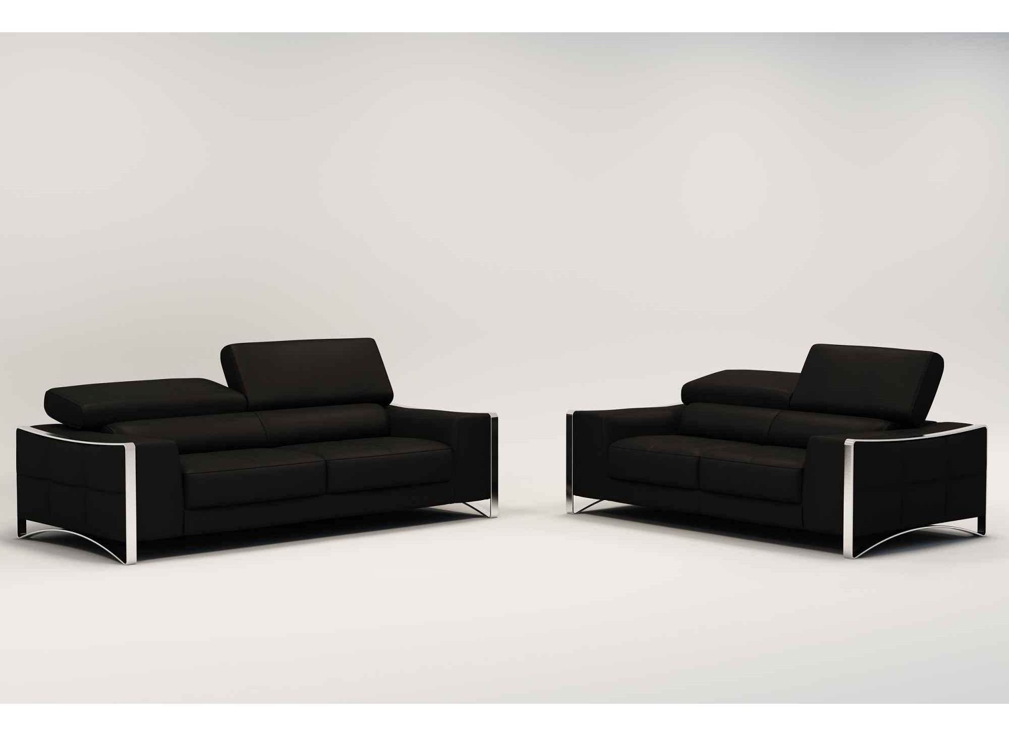 Deco in paris ensemble canape cuir 3 2 places noir sheyla sheyla ...