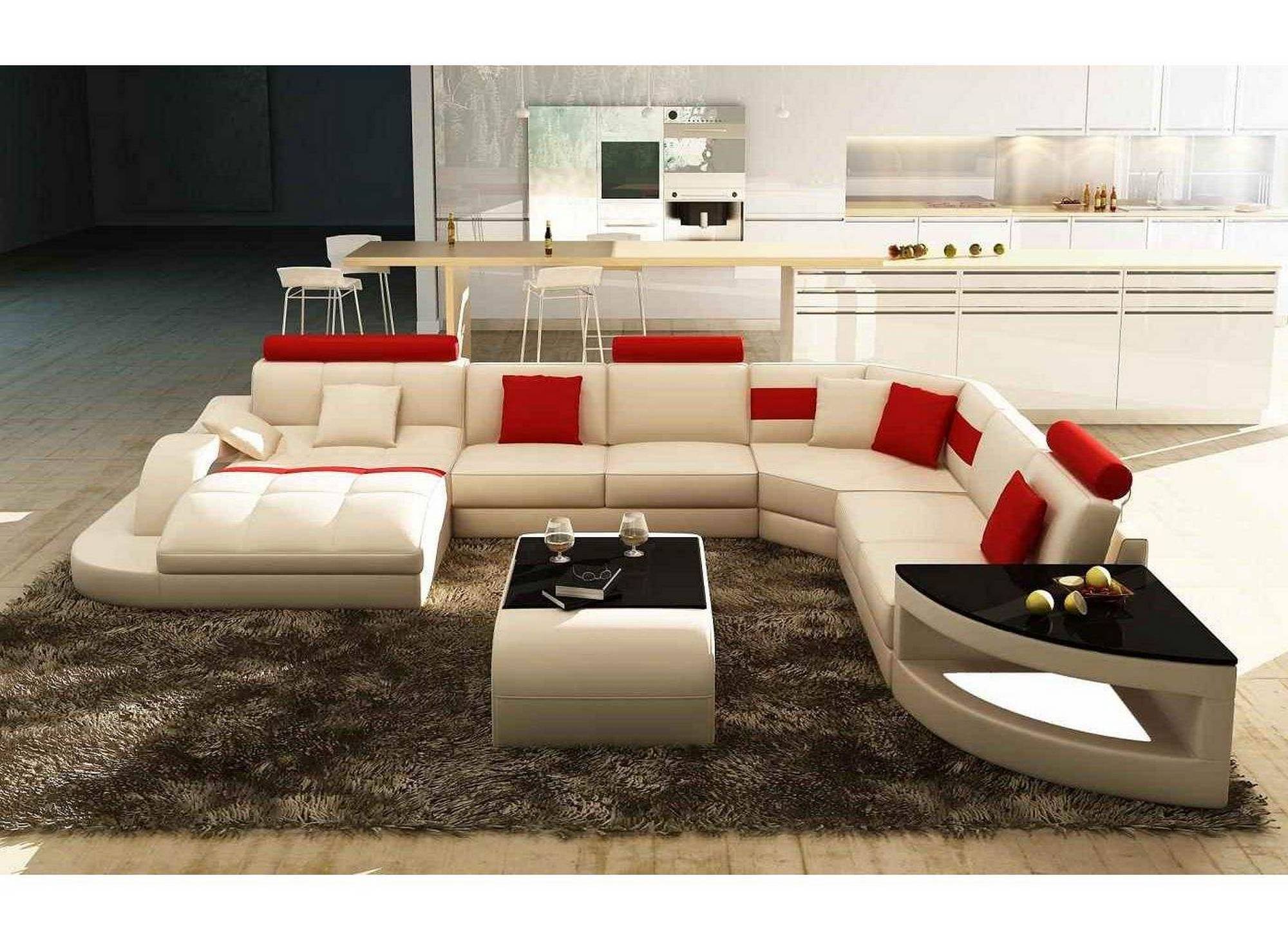 canape design blanc et rouge