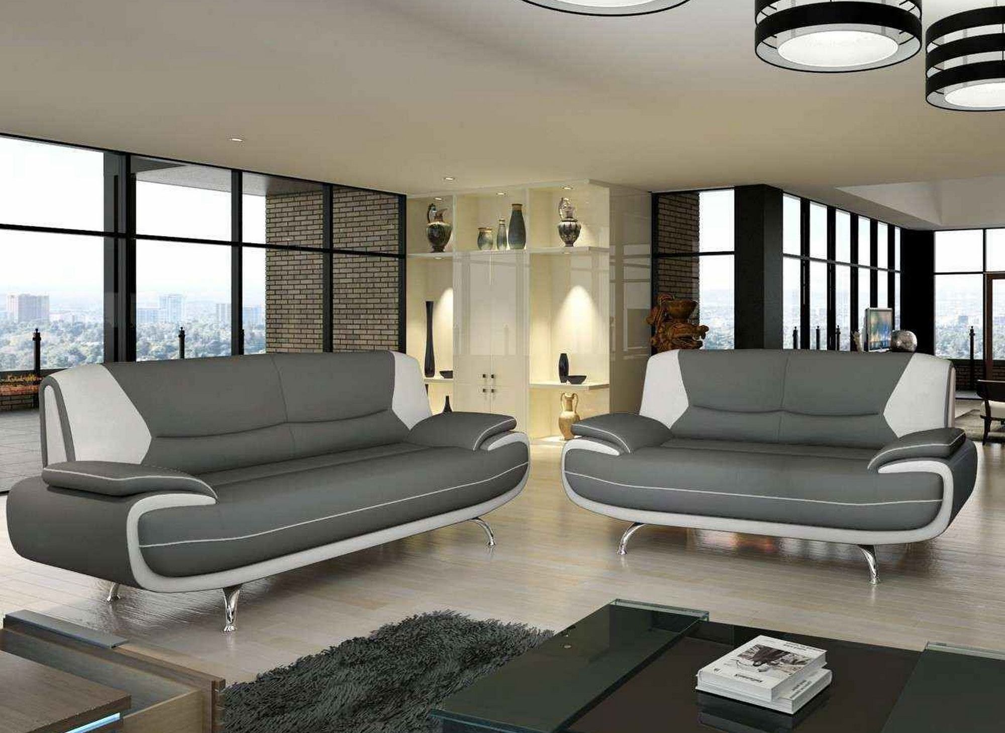 Deco in paris canape 3 places design gris et blanc marita marita ...