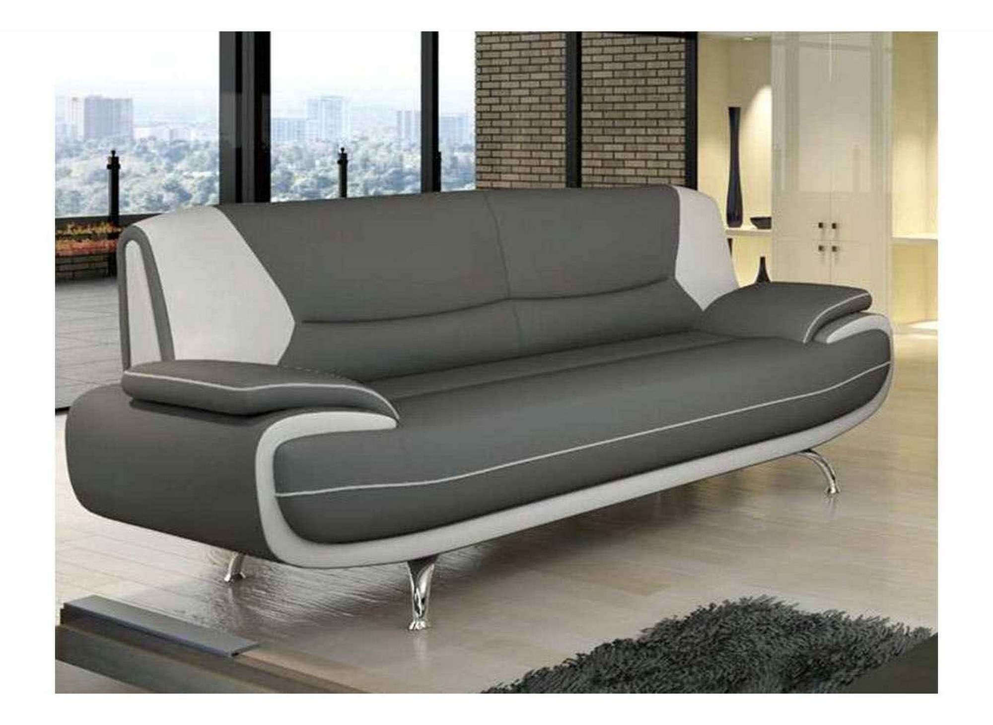 Deco in paris canape 3 places design gris et blanc marita marita ...