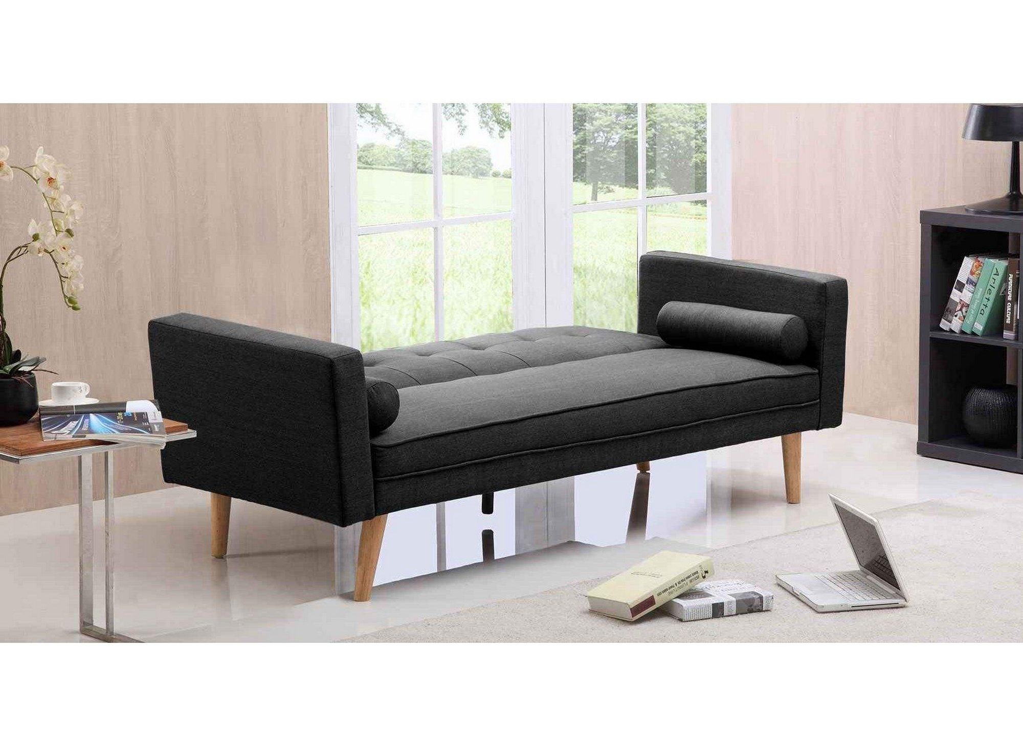 Deco in paris banquette clic clac noir en tissu tania tania noir