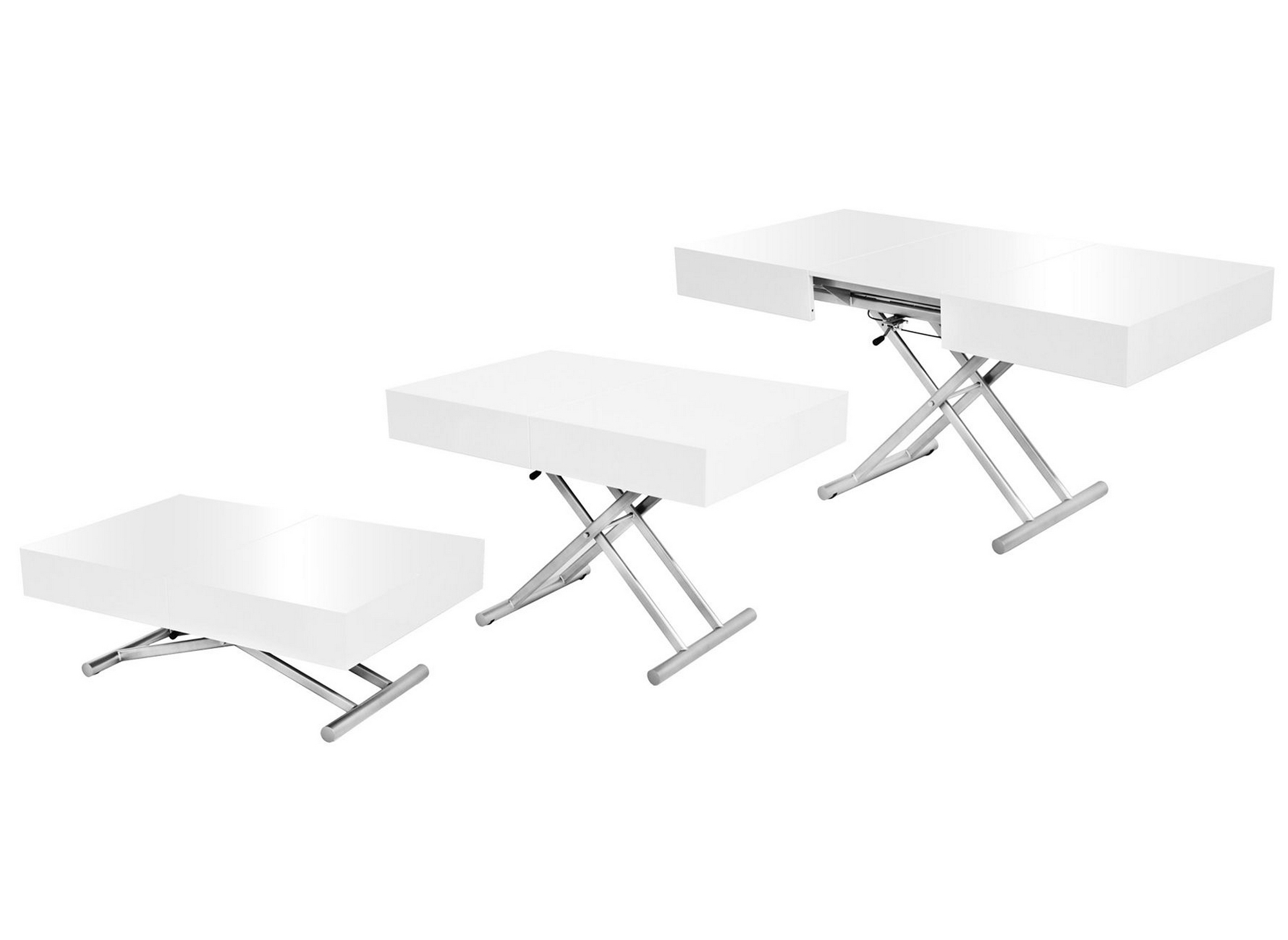 table relevable transformable extensible laque blanc
