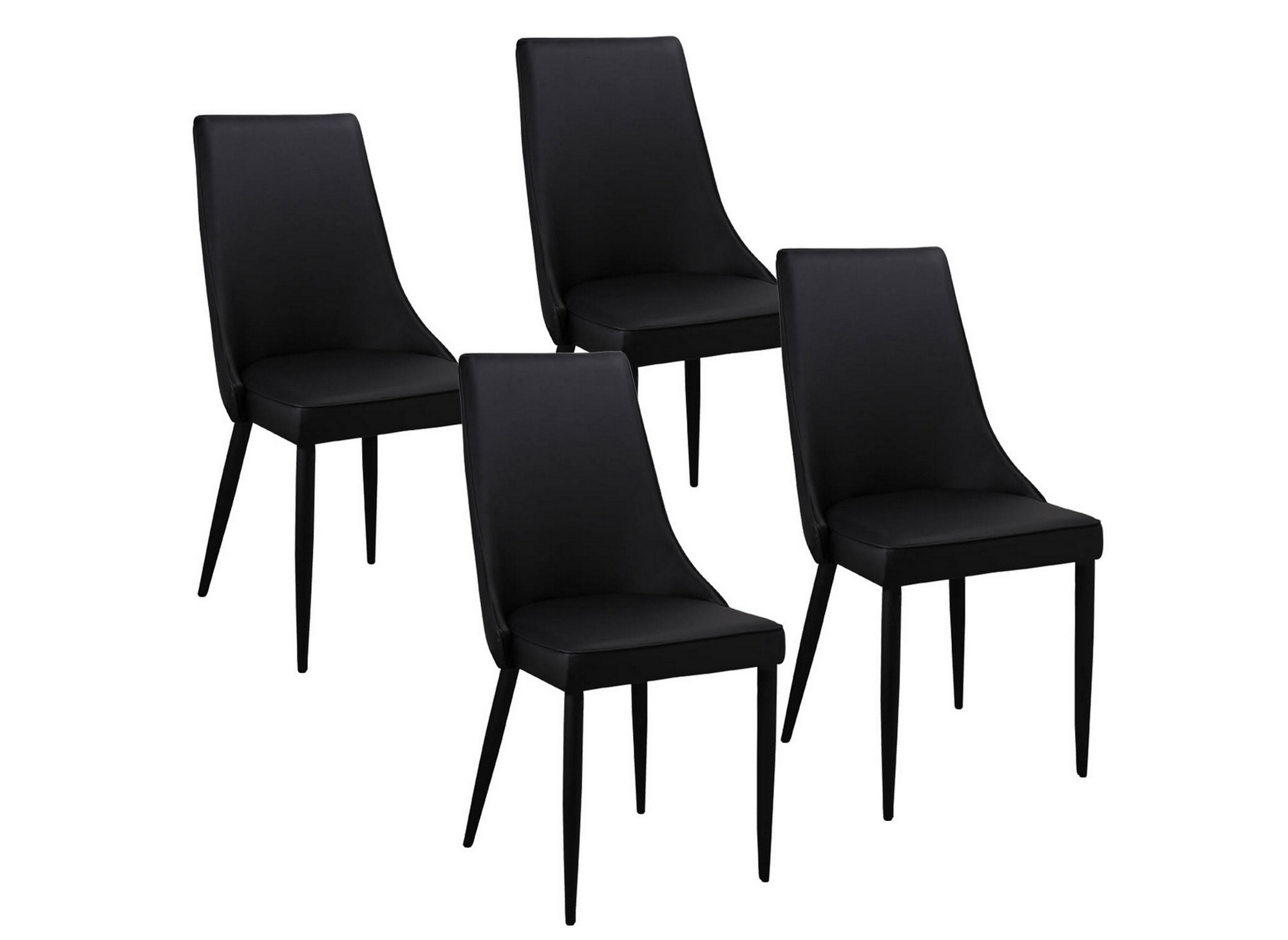 DECO IN PARIS  Lot de 4 chaises design noir avev avev noir x4