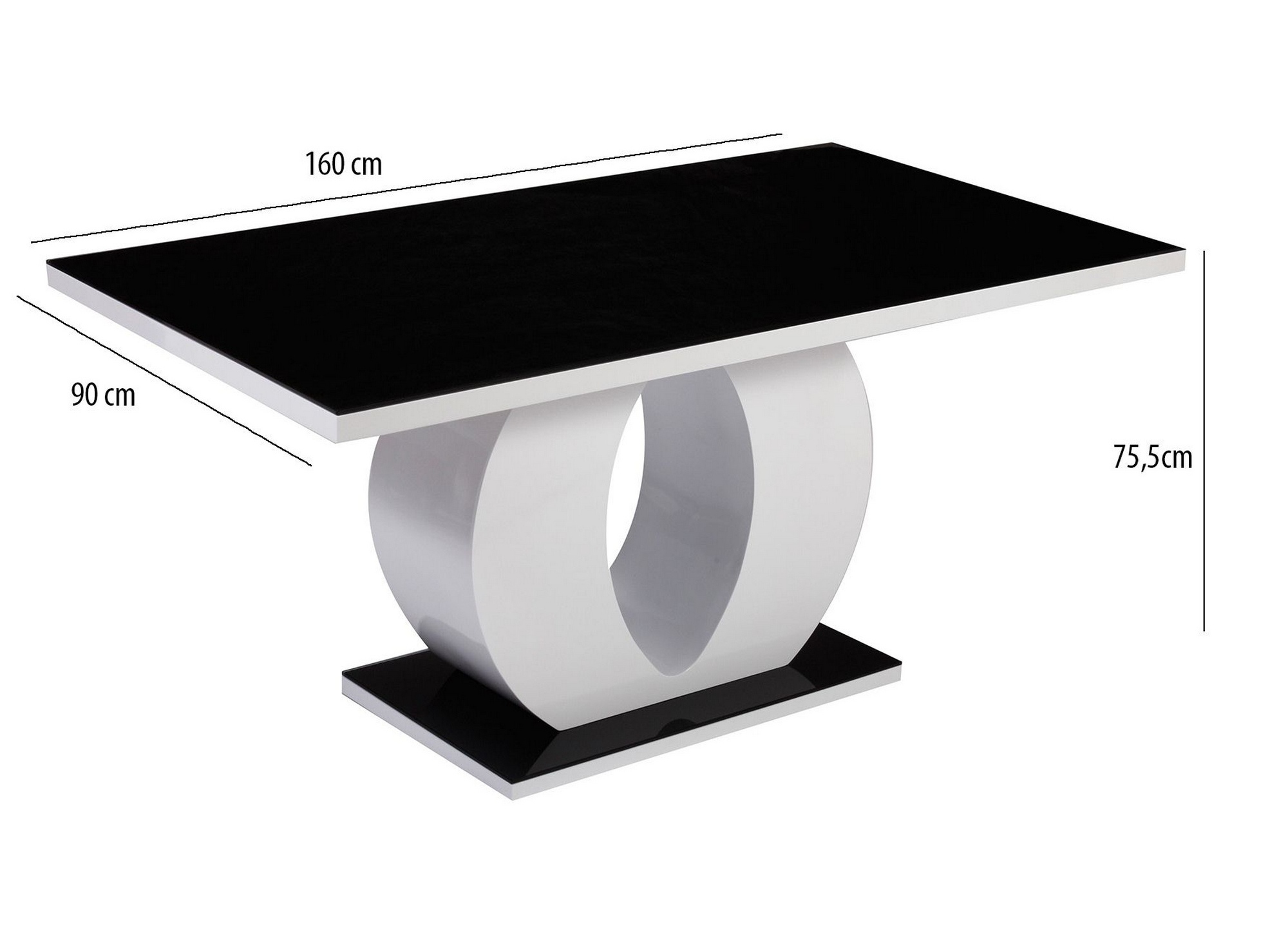 Deco in paris 2 table oamaru 4 chaises design noir et blanc ...