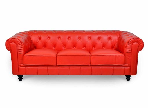 Canapé 3 places rouge CHESTERFIELD