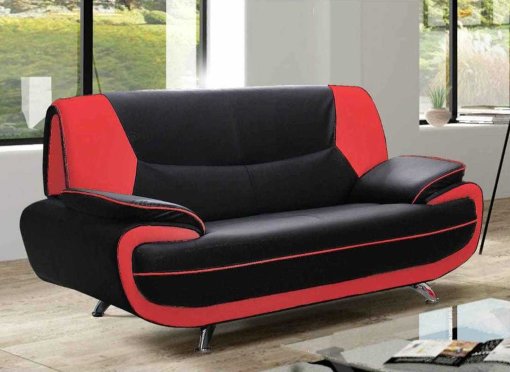 Canapé 2 places design noir et rouge MARITA