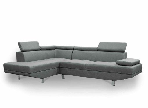 Canapé d'angle design gauche tissu gris TIAGO