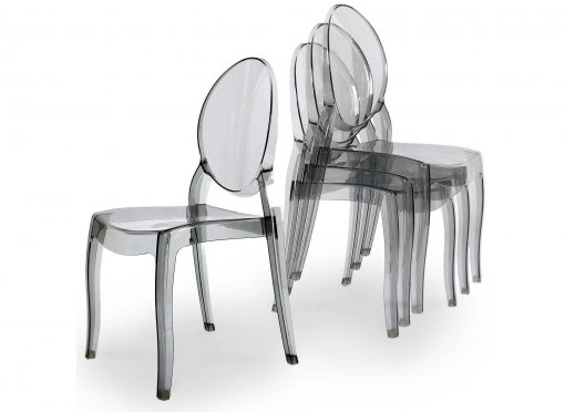 Lot de 4 chaises gris en plexi TOLGA