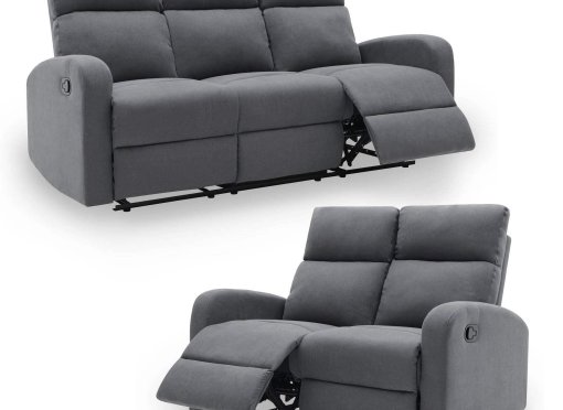 Ensemble de canapé relax 3+2 places en tissu gris MORITZ