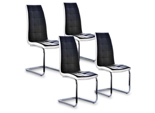 Lot de 4 chaises noir design matelassées AYMEN