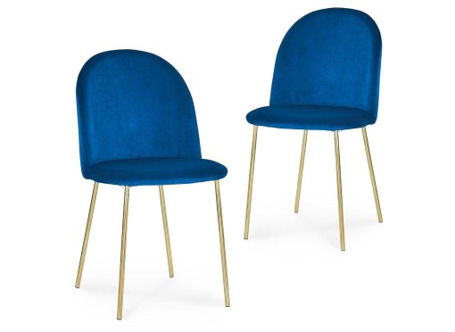 Lot de 2 chaises design en velours bleu RAISSA