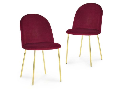 Lot de 2 chaises design en velours rouge RAISSA
