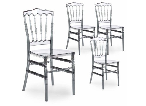 Lot de 4 chaises gris en plexi NAPOLEON