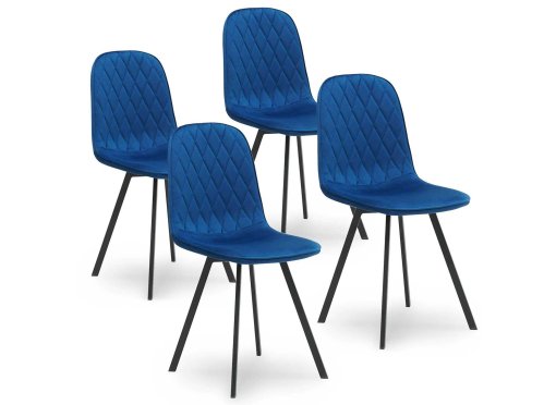 Lot de 4 chaises en tissu velours bleu AMBRE
