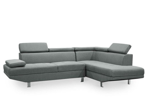 Canapé d'angle design droit tissu gris TIAGO