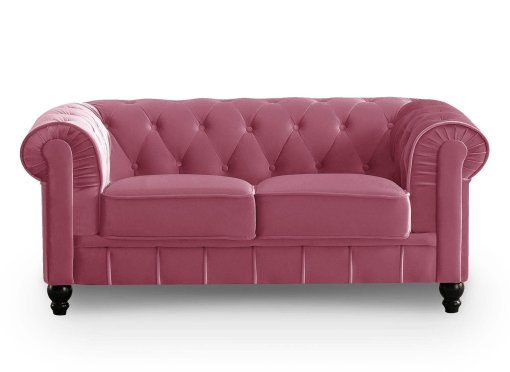 Canapé 2 places velours rose CHESTERFIELD
