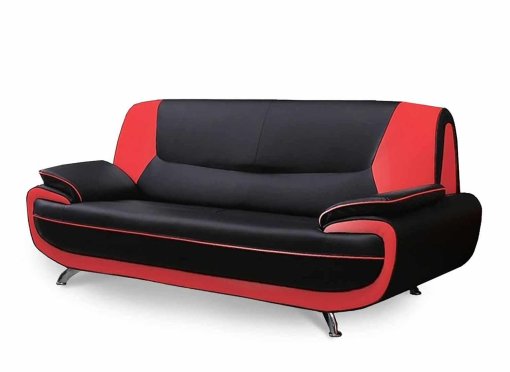Canapé 3 places design noir et rouge MARITA