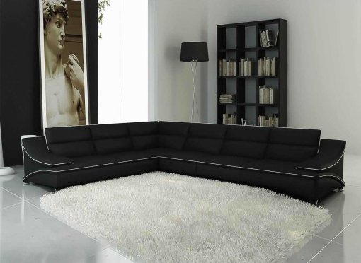 Canapé d'angle modulable cuir design noir et blanc ROXA