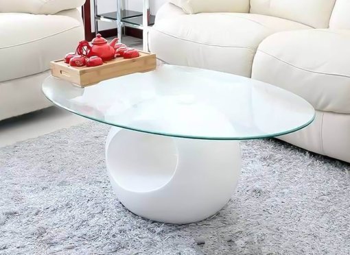 Table basse design blanche en verre MAXUS