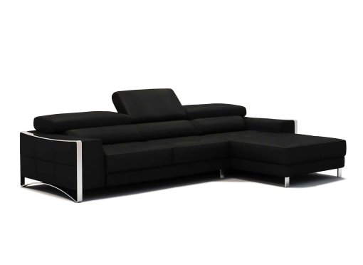 Canapé d'angle design en cuir noir SHEYLA - Angle Droit
