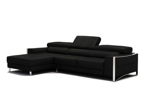 Canapé d'angle design en cuir noir SHEYLA - Angle Gauche