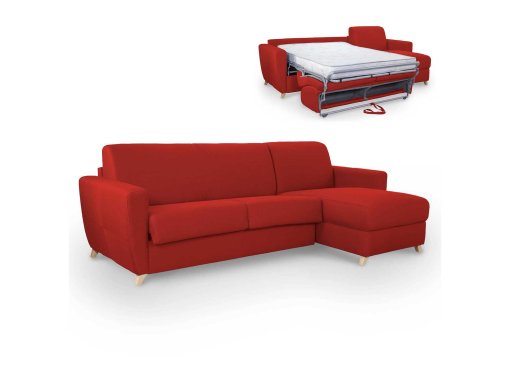 Canapé d'angle convertible réversible scandinave en tissu rouge TOBIAS