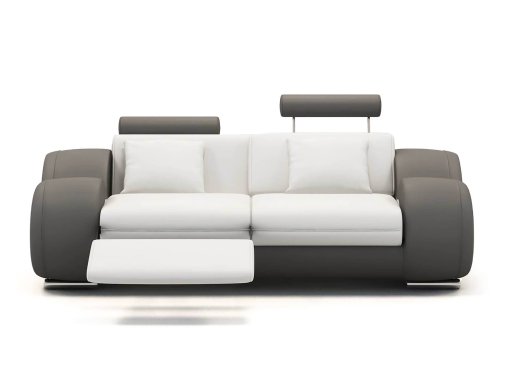 Canapé 2 places design relax OSLO en cuir blanc et gris