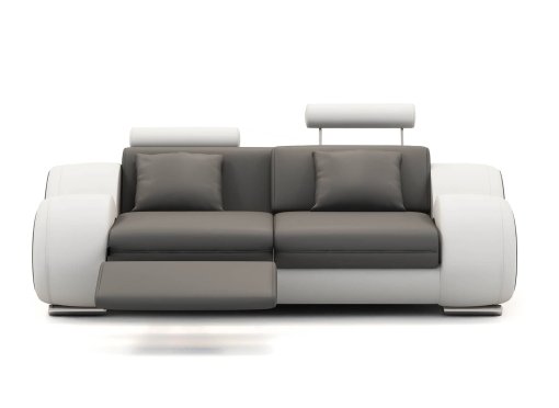 Canapé 2 places design relax OSLO en cuir gris et blanc