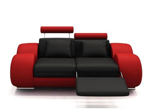 Canapé 2 places design relax OSLO en cuir noir et rouge