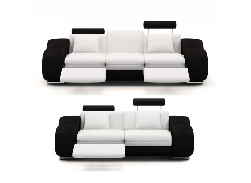 Ensemble cuir relax OSLO 3+2 places blanc et noir