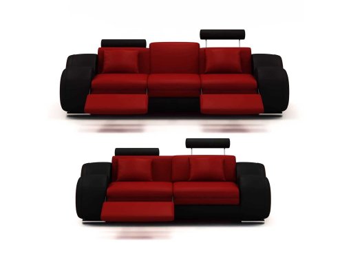 Ensemble cuir relax OSLO 3+2 places design rouge et noir