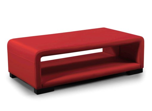Table basse cuir rouge avec rangement - HAVANE