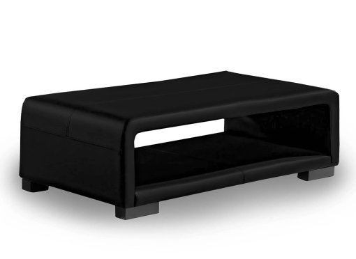 Table basse cuir noir avec rangement - HAVANE