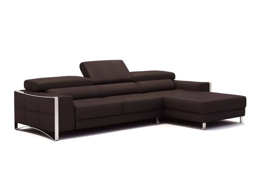 Canapé d'angle design en cuir marron SHEYLA - Angle Droit
