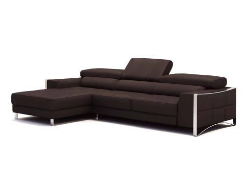 Canapé d'angle design en cuir marron SHEYLA - Angle Gauche