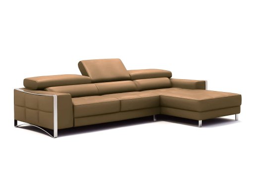 Canapé d'angle design en cuir marron camel SHEYLA - Angle Droit