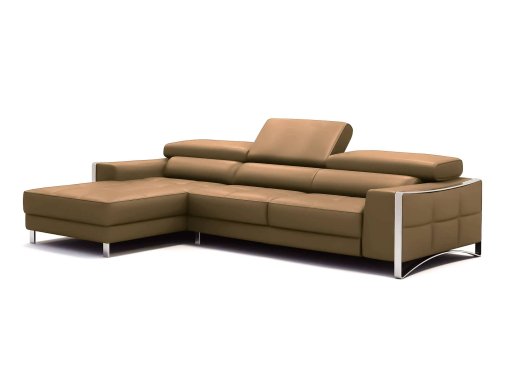 Canapé d'angle design en cuir marron camel SHEYLA - Angle Gauche