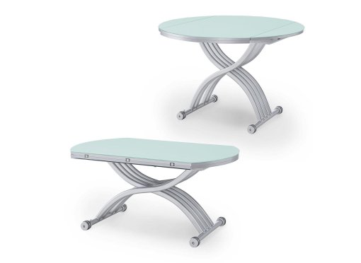 Table basse RONDO relevable extensible blanche