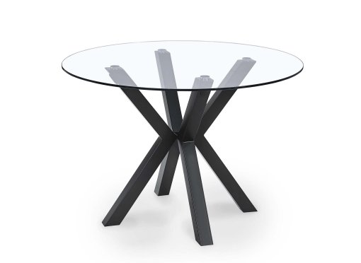Table ronde design en verre pieds métal noir NANCY