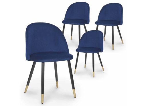 Lot de 4 chaises design en velours bleu LYDIA
