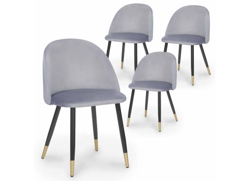 Lot de 4 chaises design en velours gris LYDIA