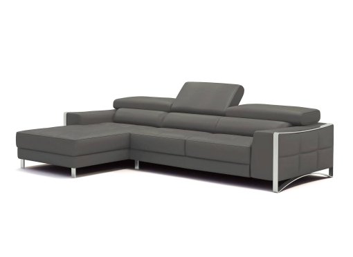 Canapé d'angle design en cuir gris SHEYLA - Angle Gauche