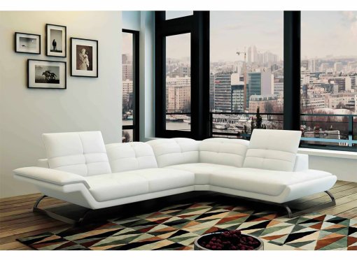 Canapé d'angle design en cuir blanc AURORE - Angle Droit