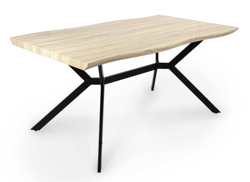 Table à manger design industriel en bois et métal noir 6 personnes DANTE