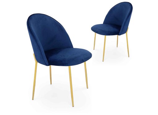 Lot de 2 chaises design en velours bleu ARABEL