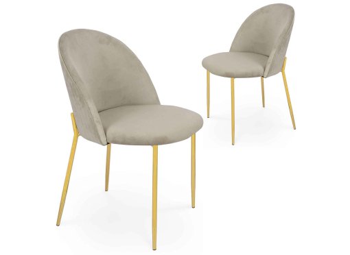 Lot de 2 chaises design en velours beige ARABEL