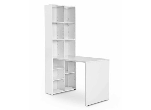 Bureau blanc avec bibliothèque intégrée CARLO