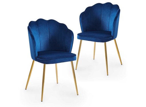 Lot de 2 chaises design en velours bleu GARANCE
