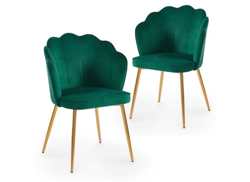 Lot de 2 chaises design en velours vert GARANCE